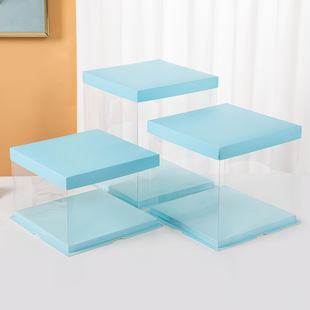 Cake box round transparent birthday baking packaging portable 462 inch three-layer height manufacturers wholesale