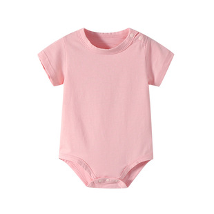 Summer New Audell Thin Clothes Baby Short-sleeved Shoulder Buckle Triangle Climbing Clothes Jumpsuit