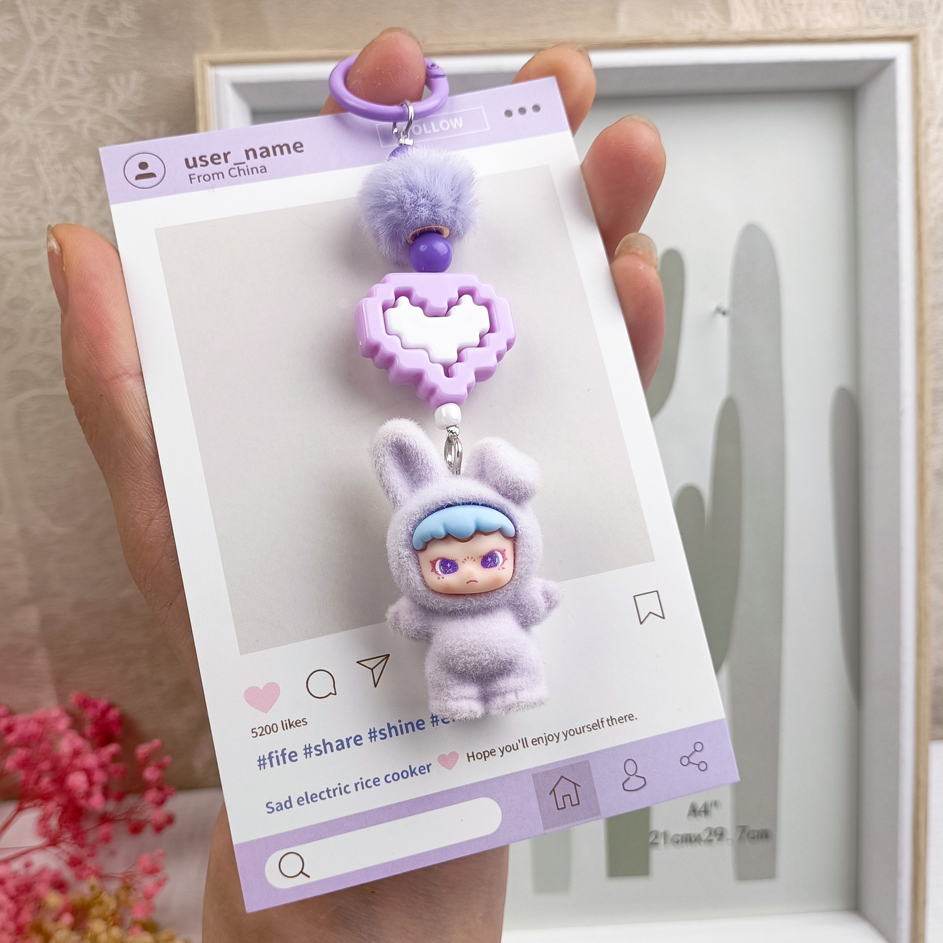 Flocking Folded Ear Rabbit Big Cousin DIY Decorations Blind Bag Accessories Bubble Mate Blind Box Cartoon Keychain Hanging Ornaments