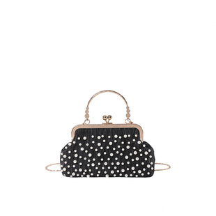 Pearl chain bag for women 2024 new single shoulder messenger bag large capacity dinner clip bag portable shell bag