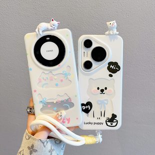Suitable for Huawei pura70pro Phone Case Cartoon Three-Dimensional Cat Dog mate60pro New Style