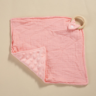 INS New Hot Selling Baby Ambulatory Towel Newborn Bite Ring Double Crepe Spit Towel Baby Doll Square Towel