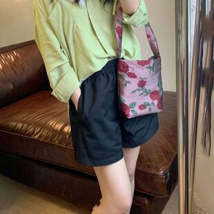White Shorts for Women, Summer Thin Elastic Waist, Loose Petite A-Line Slimming Casual Wide-Leg Pants, Trendy on Instagram