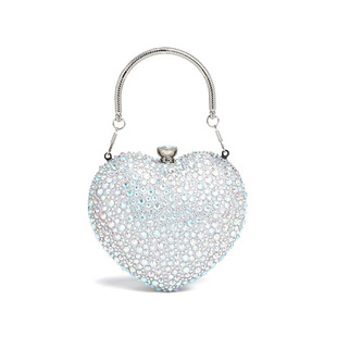 Cross-border wholesale rhinestone bag for women 2024 Winter new fashion all-Match mini love shoulder crossbody evening bag