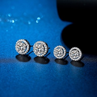 50 points -1 karat round bag earrings D color eight hearts eight arrows moissanite empty holder earrings girlfriend gift 925 sterling silver