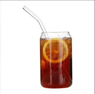 Cross-Border Glass Coke Cup Glass Coffee Cup Can Glass Milk Tea Cup Straw Glass Coke Cup Manufacturer
