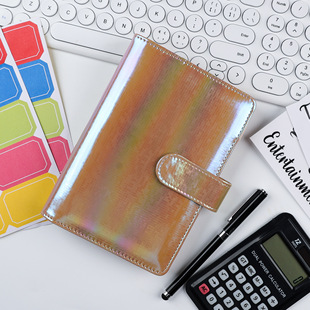 Spot cross-border A6 zipper bag loose-leaf book colorful PU notebook leather creative bookkeeping book cash budget book