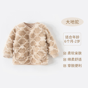 Baby Girls' plush coat baby winter wear warm long-sleeved casual cardigan top children's winter clothes