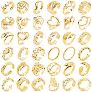Shake the same European and American men's and women's opening adjustable stainless steel titanium steel ring ins cold style retro ring