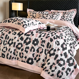 2025 Floating Day Home Textile New Digital Ice Silk Four-piece Set Wide-brimmed Printed Quilt Cover Right Angle Bed Sheet Bedding