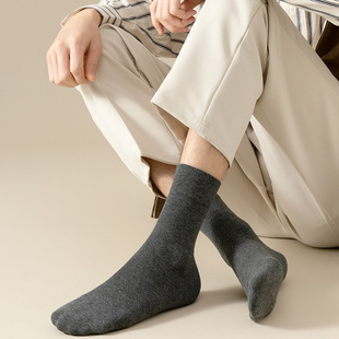 100% cotton men's mid-calf length socks autumn and winter antibacterial deodorant socks Four Seasons sweat-absorbent aromatherapy black men's business socks