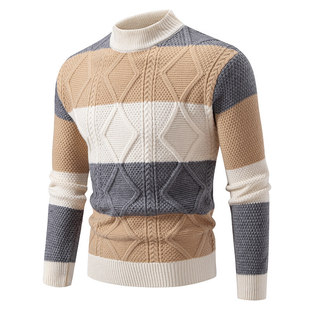 2024 autumn new slim color matching pullover cashmere sweater casual bottoming sweater a generation of hair