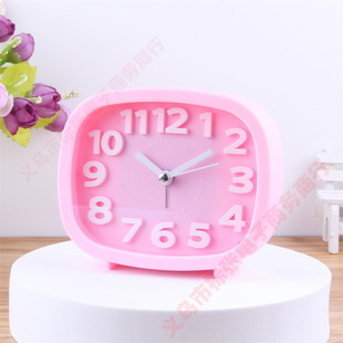 Candy color mute round alarm clock student bedroom bedside small noisy table desktop desk clock factory outlet