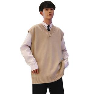 Autumn Ins Sweater Vest Sleeveless Vest Korean Fashionable V-Neck Men's Knitted Sweater Coat Couple's Waistcoat