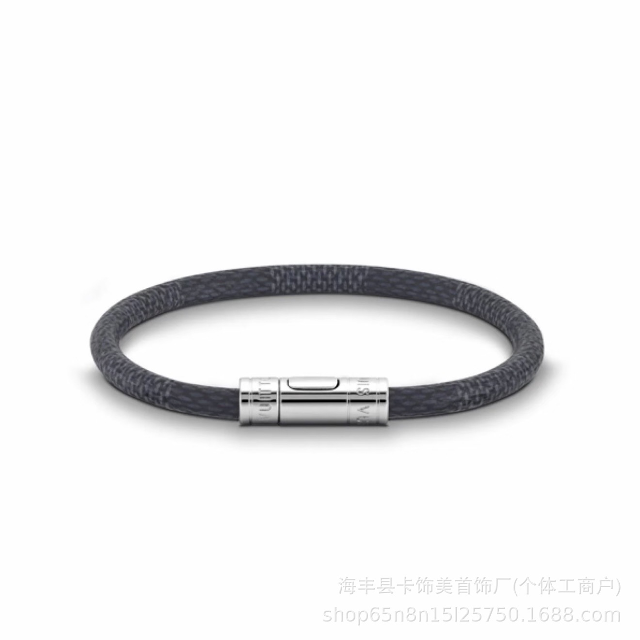 Lujia's new leather cord bracelet for couples, classic patterned wristband, versatile and fashionable woven titanium steel bracelet, direct cross-border sales