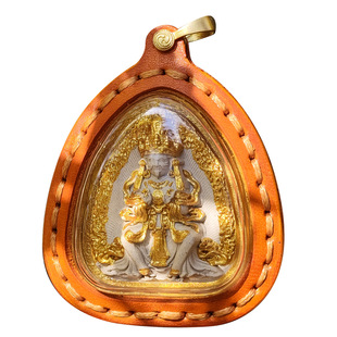 Hand-painted incense ash wipe thangka pure cowhide gabu box pendant zaqilam black mammon big black sky necklace car hanging