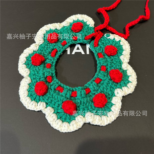 Snow White Cat Collar Green Christmas Dog Beanie Scarf Pet Scarf Woven Bib Slippery Towel