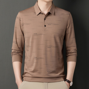 One-piece delivery autumn Ice Silk men's T-shirt long sleeve 2023 new middle-aged casual men's thin dad T-shirt