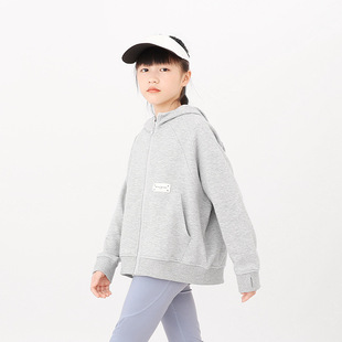 Autumn and Winter Korean Style Children's Wear New Girls' Sports Jacket Big Children's Hooded Label Top Girls' Zipper Jacket