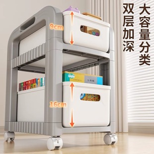 Schoolbag Storage Rack Movable Household Multi-layer Cart Floor Table with Wheels under Book Storage Rack Artifact