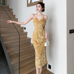 French Retro New Chinese Style Neck Open Back dress Women's Spring and Summer 2024 Modified Cheongsam Sleeveless dress