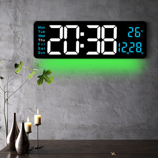 Cross-border New Creative Wall Clock Simple Large Screen Display Living Room Electronic Clock Atmosphere Light Multifunctional Clock 6658