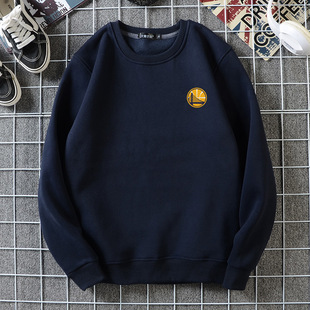 Cross-border European-size Curry Basketball Sweater Men's and Women's fleece-lined Autumn and Winter Crewneck Hatless Sports Top Trendy Hoodie