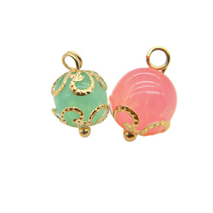 Colorful Guofeng Cheongsam Buckle Hanfu Vintage Jade Metal Torthen Tang Suit Imitation Jade Round Bead Buckle Decoration New Chinese Style