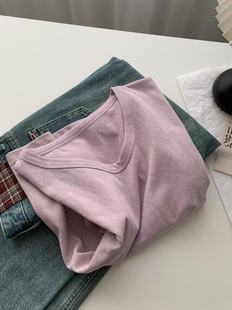 Slim goose egg collar short sleeve T-shirt female! Summer all-match refreshing breathable V-neck linen cotton sense solid color casual tee top