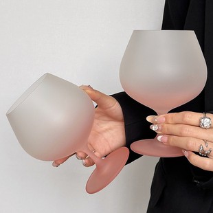 Ins Style French Style Goblet Glass Atmosphere Sense Frosted Wine Glass Gradient Powder Household Red Wine Glass Fruit Wine Champagne Glass