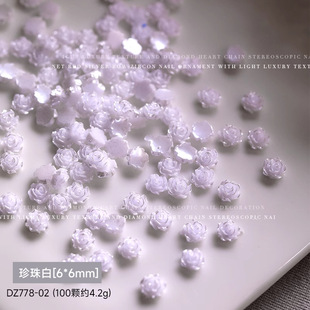 Online celebrity manicure Camellia jewelry wholesale ice transparent Aurora wine red resin nail decoration stickers three-dimensional diy flowers