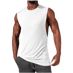 Amazon European and American foreign trade men's fitness waistcoat plus size stretch cotton vest summer sports men's vest