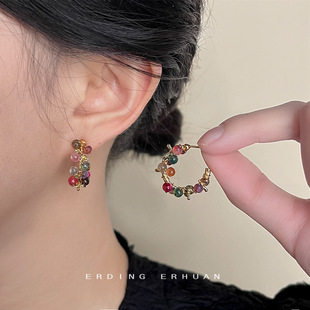Sen Super Fian Sweet Покрытие 14K ручной работы дизайн геометрический гирлянда серьги женские летние 2024 новые серьги