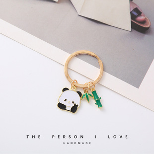 Handmade Chinese Style National Treasure Cute Panda Bamboo Keychain Couple Student Gift Bag Pendant Accessories Pendant