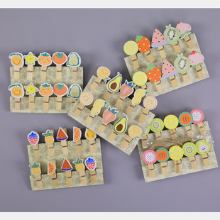 Wooden Small Clip Photo Holder Sealed Snack Storage Message Holder with Hemp Rope Notes Clip Creative Cartoon Handmade Clip