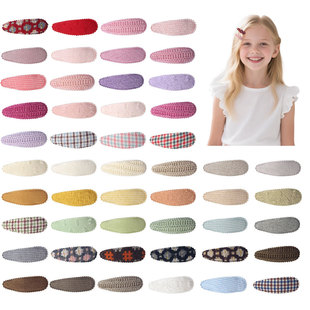 European and American Embroidered Floral Kidsren's Hairpin Bb Clip Cute Little Girl Fabric Plaid Hair Accessories Baby Wool Hairpin