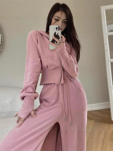 Casual Sports suit Women's Spring and Autumn 2024 New Style Fashionable High Waist Sweatshirt Two-Piece Set Early Autumn