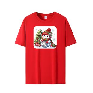 Christmas Cross-border European and American Size Adult Men's and Women's Spring and Summer Cotton Short-sleeved T-shirt 672