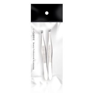 in stock Stainless Steel Slant Mouth Cross-grain Eyebrow Clip Mouth Cross-grain Eyebrow Clip Eyelash Grafting Clip Beauty Tool suit