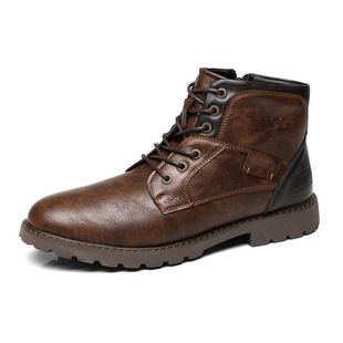 Cross-border Men's Boots Martin Boots Casual plus size Zipper Short Boots Men's Shoes Autumn and Winter High Top Shoes Retro Desert Workwear Boots