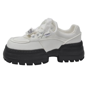 Popular Versatile White Shoes for Women Platform Thick-soled Dad Shoes 2024 Spring & Fall Super Hot New Niche Heightening Sports Shoes