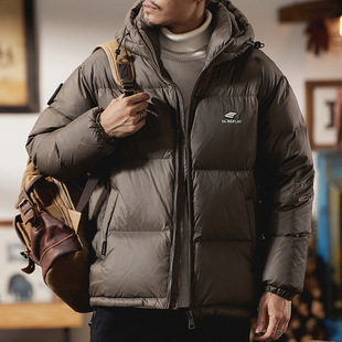 90% Grey Duck Down Hooded Down Jacket Men's Winter Loose Fashion Brand Casual Bread Suit Men's Warm Cold Jacket