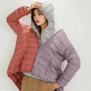 Yujia clothing 2023 autumn and winter new lightweight down jacket female 90 white duck down short hooded autumn down plus size