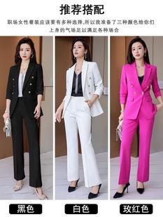 High-end red suit suit women's 2023 new autumn and winter business wear slim formal wear beauty salon overalls workwear