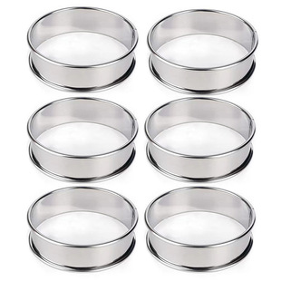 in stock Stainless Steel Double Curled Edge Tower Ring Tart Mold French Muffin Ring Round Non-stick Tower Mold Mousse Ring Cake Mold Baking