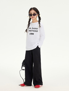 Girls' Solid Color Straight Pants 2025 Spring New Children's All-match Wide-leg Pants Casual Loose Pants