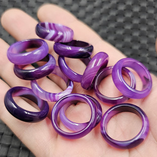 Ice Purple Agate Jade Ring Purple Chalcedony Finger Ring Buddha Beads Bracelet Running Ring Key Hanging Ring Wholesale
