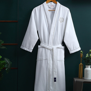 Hotel Pure Cotton Bathrobe Absorbent Quick-drying Towel Material Men's and Women's Bathrobe Adult Nightgown All Seasons 2024 Autumn and Winter