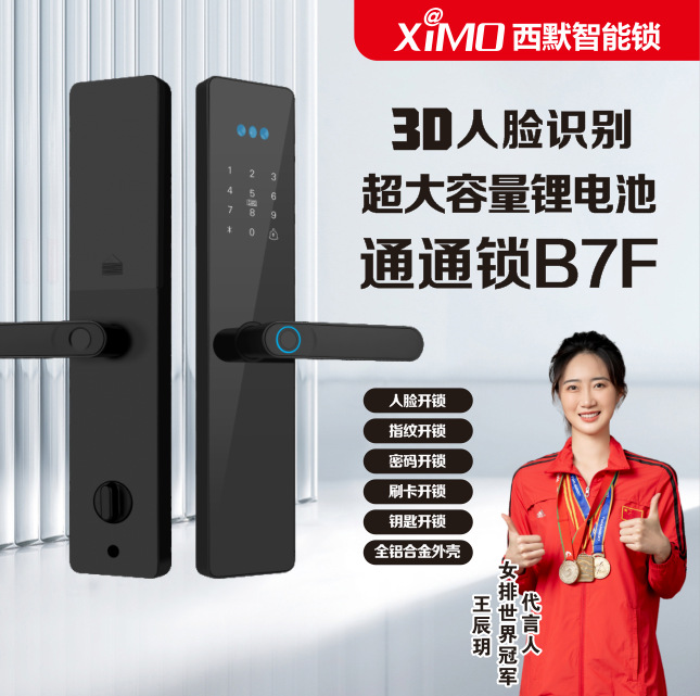 Smart fingerprint lock with hold-open function, manufactured for home security, featuring combination lock, electronic lock, smart door lock, and engineering lock capabilities. Model T3.