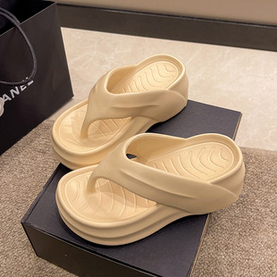 Summer EVA Thick-soled Height-increasing Flip-flops Women's Ins Non-slip Fashion All-match Shit-feeling Non-stinky Feet Beach Toe Clips